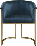 Tierra Luxurious Velvet Dining Chair with Brushed Brass Finish and Contemporary Iron Frame Design