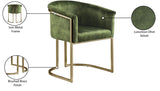 Tierra Luxurious Velvet Dining Chair with Brushed Brass Finish and Contemporary Iron Frame Design