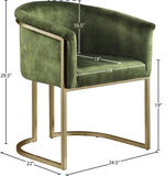 Tierra Luxurious Velvet Dining Chair with Brushed Brass Finish and Contemporary Iron Frame Design