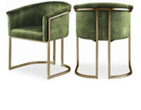 Tierra Luxurious Velvet Dining Chair with Brushed Brass Finish and Contemporary Iron Frame Design