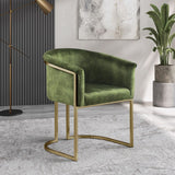 Tierra Luxurious Velvet Dining Chair with Brushed Brass Finish and Contemporary Iron Frame Design