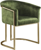 Tierra Luxurious Velvet Dining Chair with Brushed Brass Finish and Contemporary Iron Frame Design
