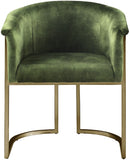 Tierra Luxurious Velvet Dining Chair with Brushed Brass Finish and Contemporary Iron Frame Design