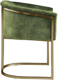 Tierra Luxurious Velvet Dining Chair with Brushed Brass Finish and Contemporary Iron Frame Design