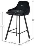 Viviene Contemporary Counter Height Stool Set of 2 - Plush Upholstered Design with Matte Black Legs