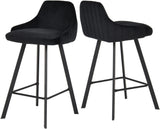 Viviene Contemporary Counter Height Stool Set of 2 - Plush Upholstered Design with Matte Black Legs