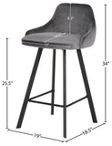 Viviene Contemporary Counter Height Stool Set of 2 - Plush Upholstered Design with Matte Black Legs