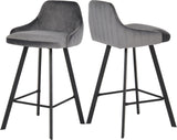 Viviene Contemporary Counter Height Stool Set of 2 - Plush Upholstered Design with Matte Black Legs