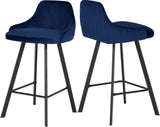 Viviene Contemporary Counter Height Stool Set of 2 - Plush Upholstered Design with Matte Black Legs