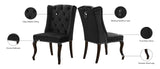 Suri Velvet Dining Chairs - Elegant High Back Design with Chrome Nailheads and Timeless Wood Legs