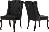 Suri Velvet Dining Chairs - Elegant High Back Design with Chrome Nailheads and Timeless Wood Legs