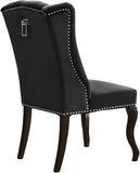 Suri Velvet Dining Chairs - Elegant High Back Design with Chrome Nailheads and Timeless Wood Legs