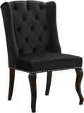 Suri Velvet Dining Chairs - Elegant High Back Design with Chrome Nailheads and Timeless Wood Legs