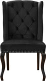 Suri Velvet Dining Chairs - Elegant High Back Design with Chrome Nailheads and Timeless Wood Legs