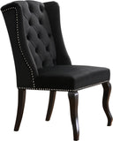 Suri Velvet Dining Chairs - Elegant High Back Design with Chrome Nailheads and Timeless Wood Legs