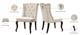 Suri Velvet Dining Chairs - Elegant High Back Design with Chrome Nailheads and Timeless Wood Legs
