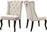 Suri Velvet Dining Chairs - Elegant High Back Design with Chrome Nailheads and Timeless Wood Legs
