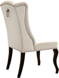 Suri Velvet Dining Chairs - Elegant High Back Design with Chrome Nailheads and Timeless Wood Legs