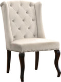 Suri Velvet Dining Chairs - Elegant High Back Design with Chrome Nailheads and Timeless Wood Legs