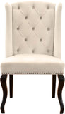 Suri Velvet Dining Chairs - Elegant High Back Design with Chrome Nailheads and Timeless Wood Legs