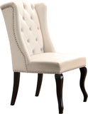 Suri Velvet Dining Chairs - Elegant High Back Design with Chrome Nailheads and Timeless Wood Legs