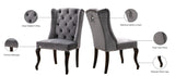 Suri Velvet Dining Chairs - Elegant High Back Design with Chrome Nailheads and Timeless Wood Legs