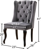 Suri Velvet Dining Chairs - Elegant High Back Design with Chrome Nailheads and Timeless Wood Legs