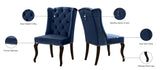 Suri Velvet Dining Chairs - Elegant High Back Design with Chrome Nailheads and Timeless Wood Legs