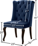 Suri Velvet Dining Chairs - Elegant High Back Design with Chrome Nailheads and Timeless Wood Legs