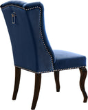 Suri Velvet Dining Chairs - Elegant High Back Design with Chrome Nailheads and Timeless Wood Legs
