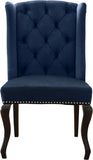 Suri Velvet Dining Chairs - Elegant High Back Design with Chrome Nailheads and Timeless Wood Legs