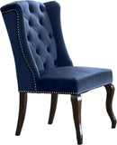 Suri Velvet Dining Chairs - Elegant High Back Design with Chrome Nailheads and Timeless Wood Legs