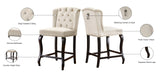 Suri Contemporary Stool Set of 2 - Plush Upholstery and Stylish Espresso Wood Legs for Comfort