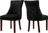 Hannah Velvet Dining Chair Set - Luxurious Deep Tufted Design with Chrome Nailheads & Cherry Legs