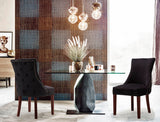 Hannah Velvet Dining Chair Set - Luxurious Deep Tufted Design with Chrome Nailheads & Cherry Legs