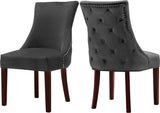 Hannah Velvet Dining Chair Set - Luxurious Deep Tufted Design with Chrome Nailheads & Cherry Legs