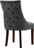 Hannah Velvet Dining Chair Set - Luxurious Deep Tufted Design with Chrome Nailheads & Cherry Legs