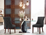 Hannah Velvet Dining Chair Set - Luxurious Deep Tufted Design with Chrome Nailheads & Cherry Legs