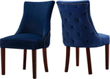 Hannah Velvet Dining Chair Set - Luxurious Deep Tufted Design with Chrome Nailheads & Cherry Legs