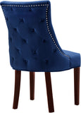 Hannah Velvet Dining Chair Set - Luxurious Deep Tufted Design with Chrome Nailheads & Cherry Legs