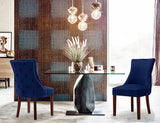 Hannah Velvet Dining Chair Set - Luxurious Deep Tufted Design with Chrome Nailheads & Cherry Legs