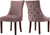 Hannah Velvet Dining Chair Set - Luxurious Deep Tufted Design with Chrome Nailheads & Cherry Legs