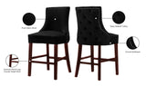 Hannah Elegant Contemporary Stool Set of 2 with Plush Upholstery and Stylish Cherry Wood Legs
