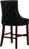 Hannah Elegant Contemporary Stool Set of 2 with Plush Upholstery and Stylish Cherry Wood Legs