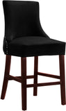 Hannah Elegant Contemporary Stool Set of 2 with Plush Upholstery and Stylish Cherry Wood Legs
