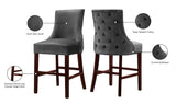 Hannah Elegant Contemporary Stool Set of 2 with Plush Upholstery and Stylish Cherry Wood Legs