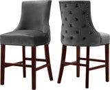 Hannah Elegant Contemporary Stool Set of 2 with Plush Upholstery and Stylish Cherry Wood Legs