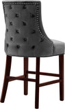 Hannah Elegant Contemporary Stool Set of 2 with Plush Upholstery and Stylish Cherry Wood Legs
