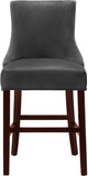 Hannah Elegant Contemporary Stool Set of 2 with Plush Upholstery and Stylish Cherry Wood Legs