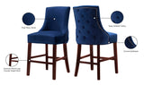 Hannah Elegant Contemporary Stool Set of 2 with Plush Upholstery and Stylish Cherry Wood Legs